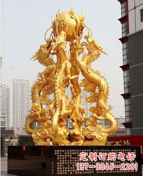 温州铸铜四龙戏珠雕塑