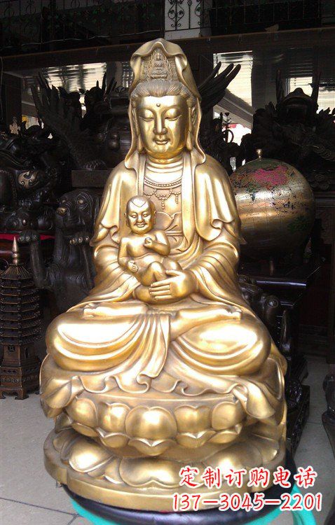 温州铸铜送子观音雕塑