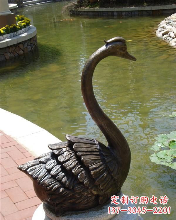 温州铸铜天鹅喷泉雕塑 (2)