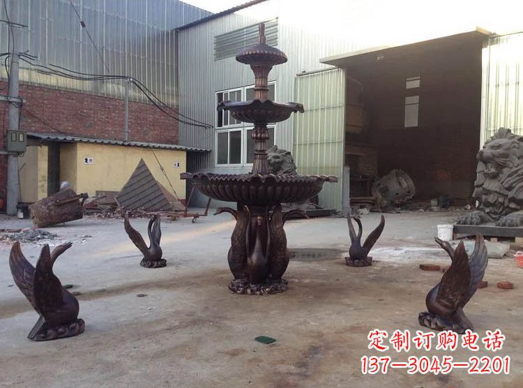 温州铸铜天鹅喷泉雕塑