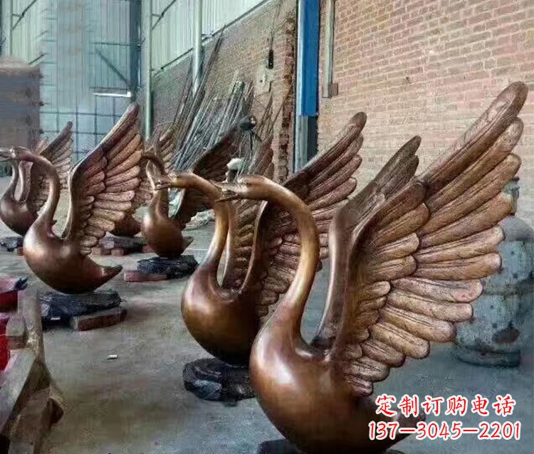 温州铸铜天鹅喷水动物喷泉雕塑