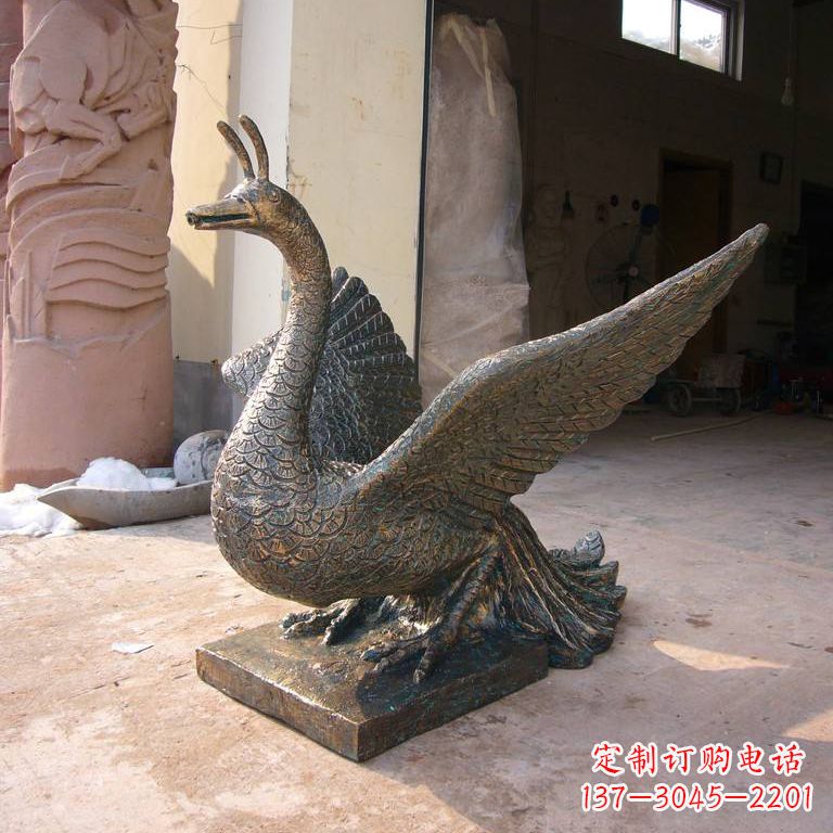温州铸铜天之四灵朱雀雕塑摆件