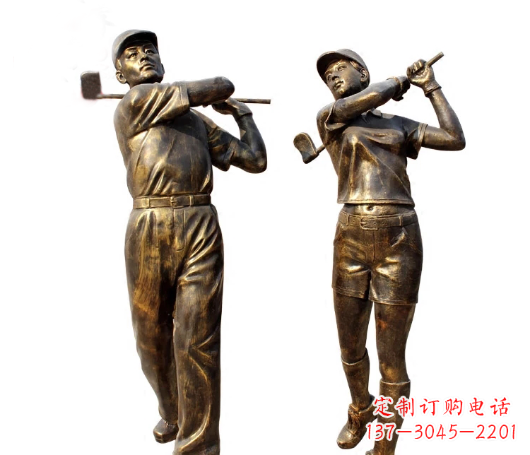 温州公园打高尔夫人物铜雕