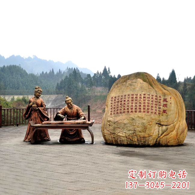 温州卓文君与司马相如凤求凰公园景观雕塑-历史典故人物情景雕塑