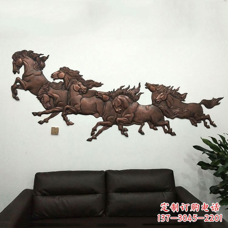 温州紫铜马儿浮雕装饰画