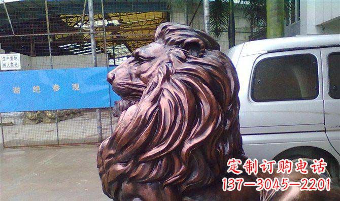 温州紫铜西洋狮子铜雕 (2)