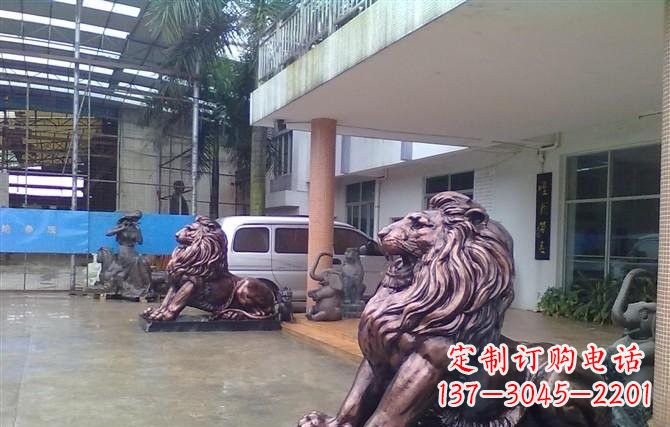 温州紫铜西洋狮子铜雕