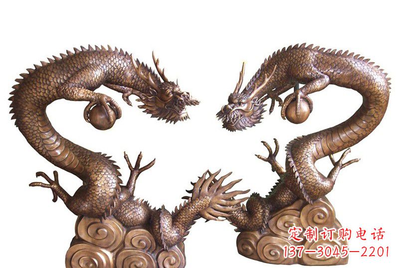 温州紫铜铸双龙戏珠
