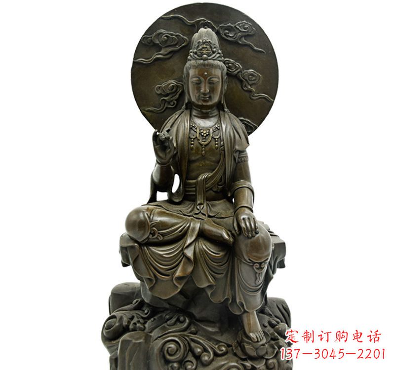 温州自在观音菩萨仿古铜雕佛像