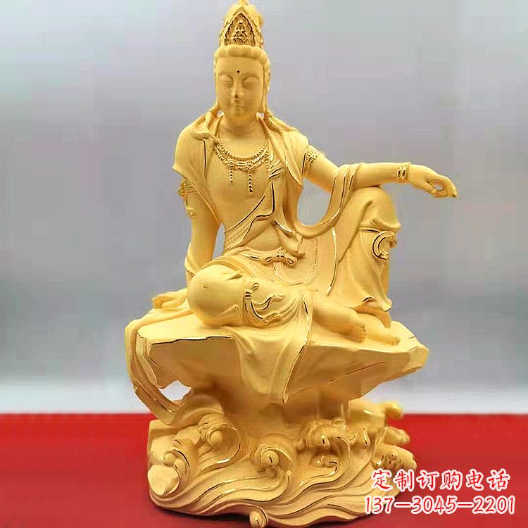 温州自在观音纯铜镀金雕塑