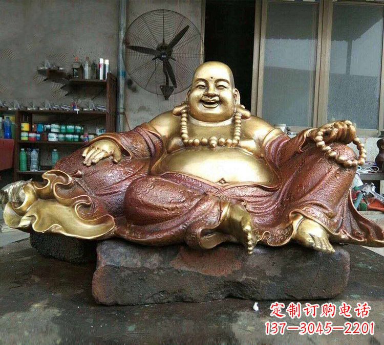 温州宗教供奉坐式弥勒佛铜雕