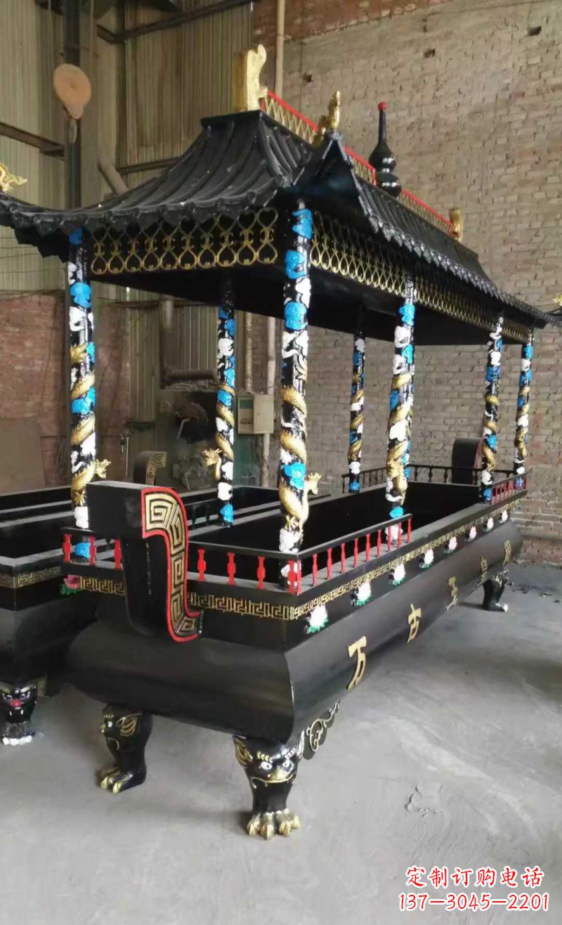 温州宗教庙宇方形香炉铜雕