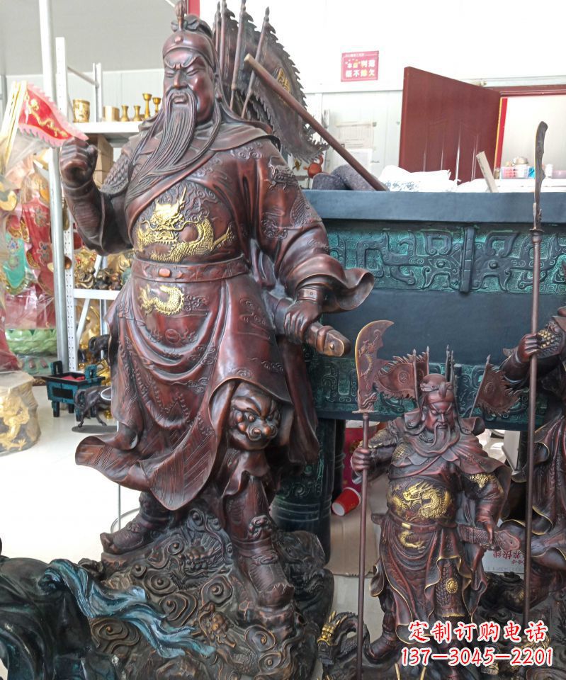 温州宗教庙宇关公武财神铜雕