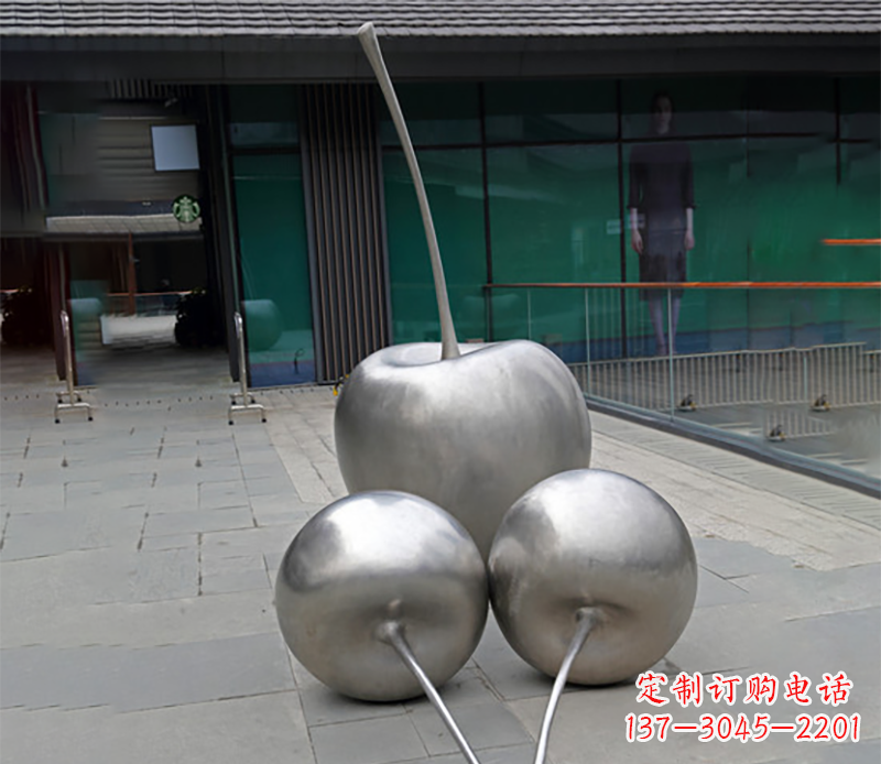 温州实心不锈钢苹果雕塑 