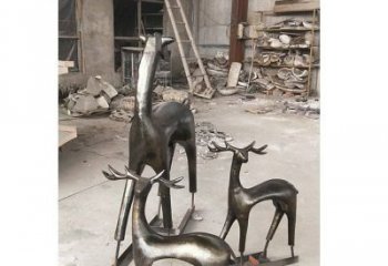 温州铸铜梅花鹿动物铜雕摆件