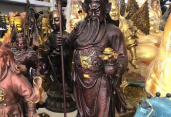 温州紫铜关公持刀铜雕塑