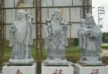 温州宗教庙宇大理石福禄寿雕塑