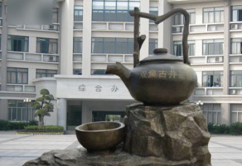 温州流水茶壶茶杯景观铜雕