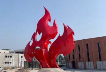 温州大学操场抽象不锈钢火苗雕塑